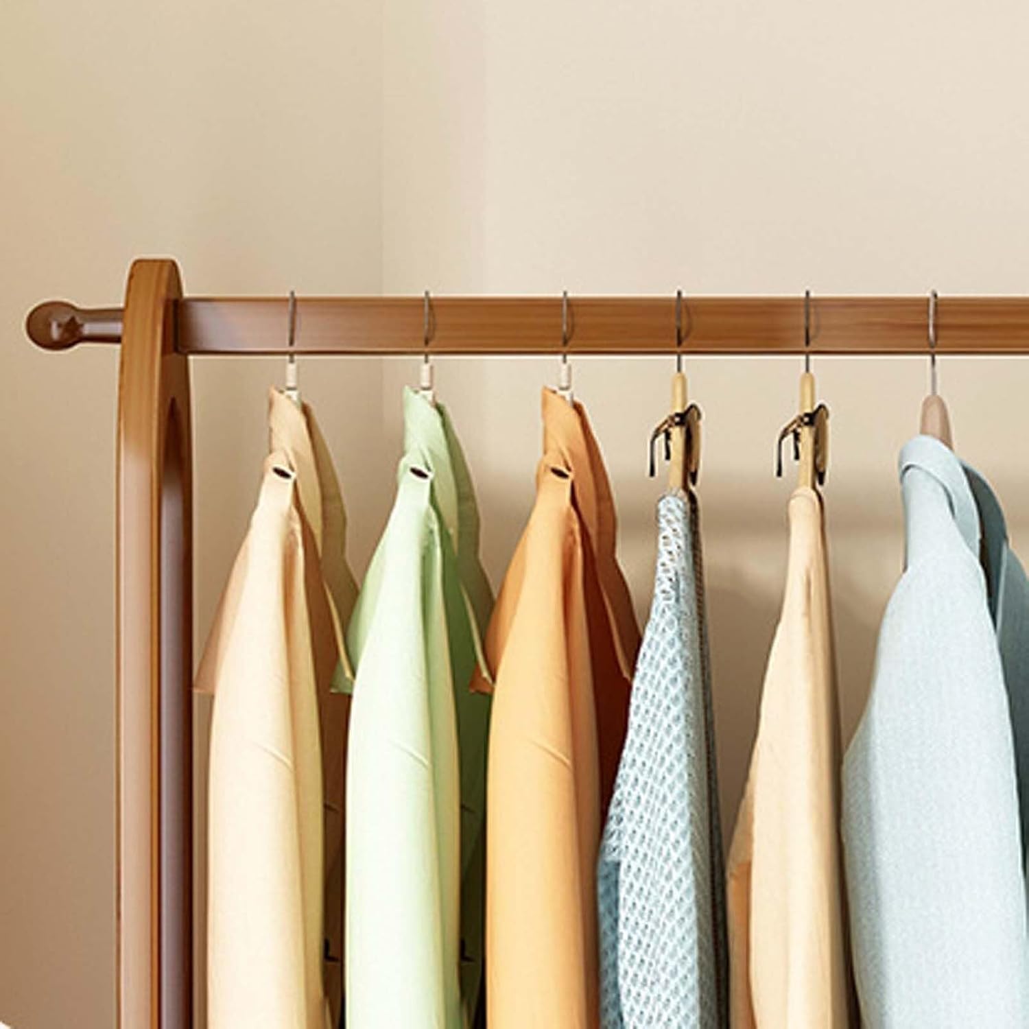 Heavy Duty Rolling Garment Rack with Wheels, Space-Saving Clothes Rack for Hanging Clothes