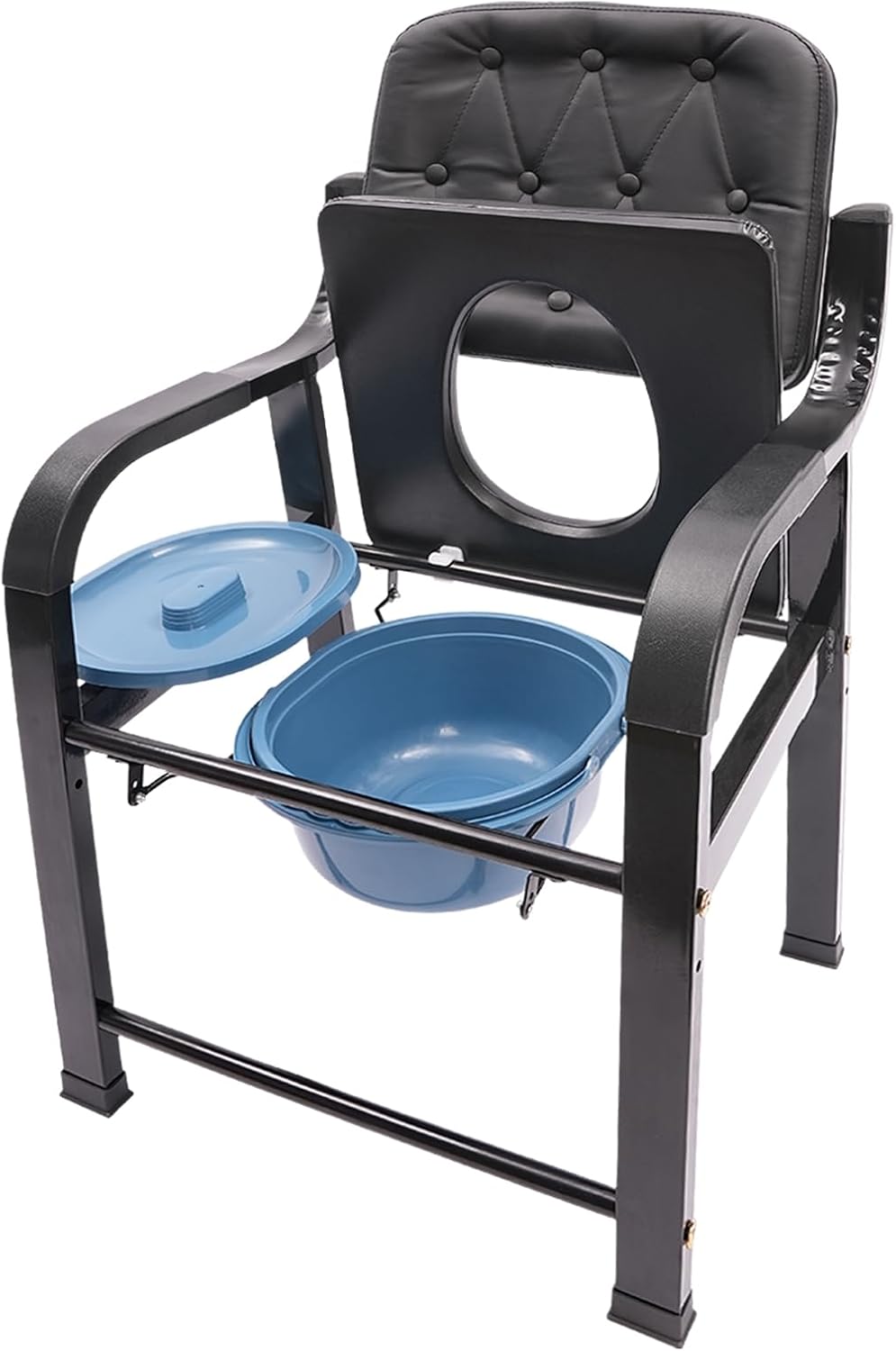 4 in 1 Shower Commode Chair with 4 Non-Slip Feet, 551Lbs High Load-Bearing Bedside Commode Heavy Duty Chair Shower Toilet Seat Bathroom Assistance Wheelchair for Elderly Pregnant and Disabled