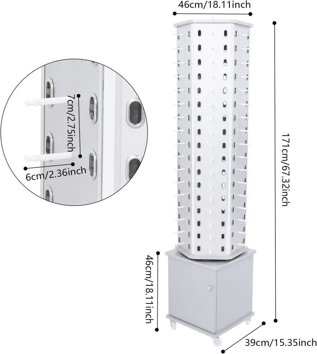 102 Pairs Glasses Rack, Floor-Standing Sunglasses Display Rack, 360° Rotating Eyewear Holder, Eyeglasses Storage Organizer, Sunglasses Display Stand with Cabinet & Wheels, Silver