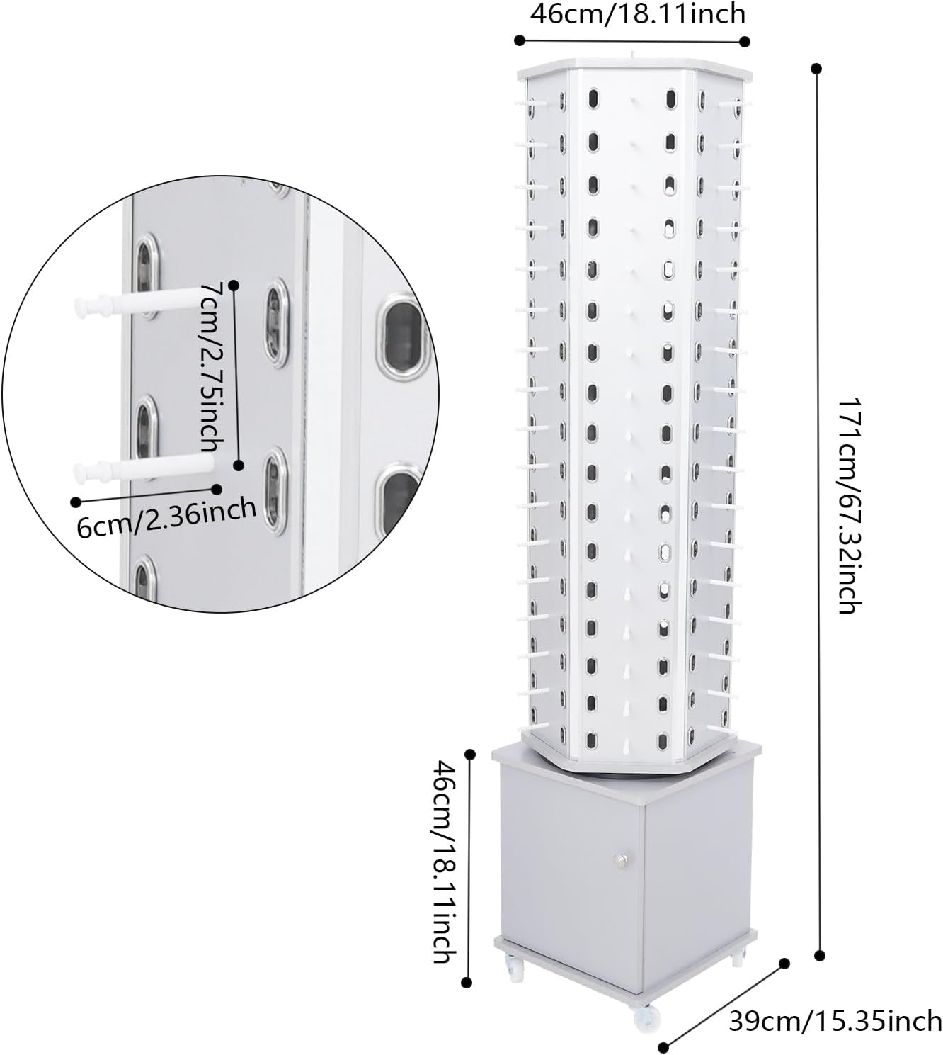 102 Pairs Glasses Rack, Floor-Standing Sunglasses Display Rack, 360° Rotating Eyewear Holder, Eyeglasses Storage Organizer, Sunglasses Display Stand with Cabinet & Wheels, Silver