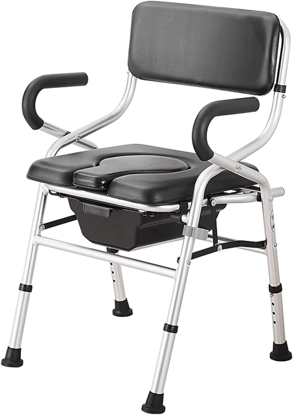 Bariatric Bedside Commode, Folding 3 in 1 Toilet Seat Chair with Bucket, Portable, Extra Wide, Adjustable Height Heavy Duty Adult Bathroom