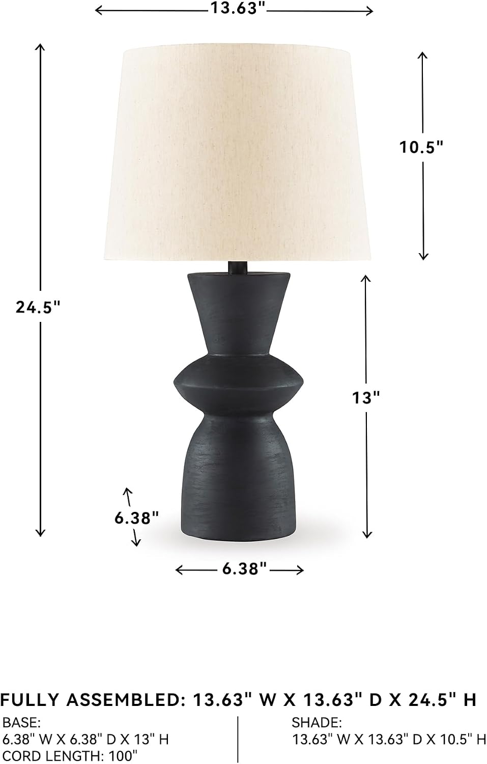 Signature Design by Ashley Scarbot Modern Distressed Paper Composite Table Lamp with 3-Way Switch, Set of 2, Black