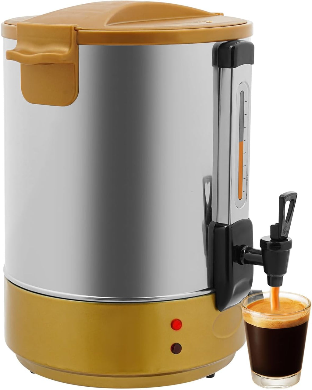 100-Cup Commercial Grade Stainless Steel Percolate Coffee Maker Hot Water Urn for Catering, Hot Water Dispenser 5 Gallons, Large Capacity Heated Beverage Dispenser for Party, Event, Camping, 19L, Gold