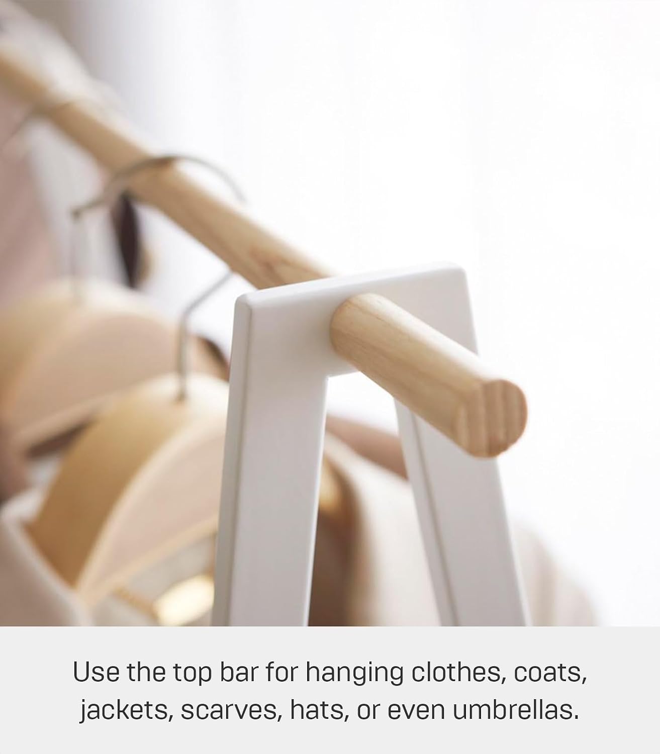 YAMAZAKI Home Freestanding Coat Hanger Clothes Rack with Shelf Steel One Size White