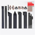 10/12/16MM Turning Tool Sets MGEHR SDJCR SDNCN SCLCR SER SNR Lathe Boring Bar with 7PCS Carbide Insert CNC Cutting Holder(10MM Set 1 X2)