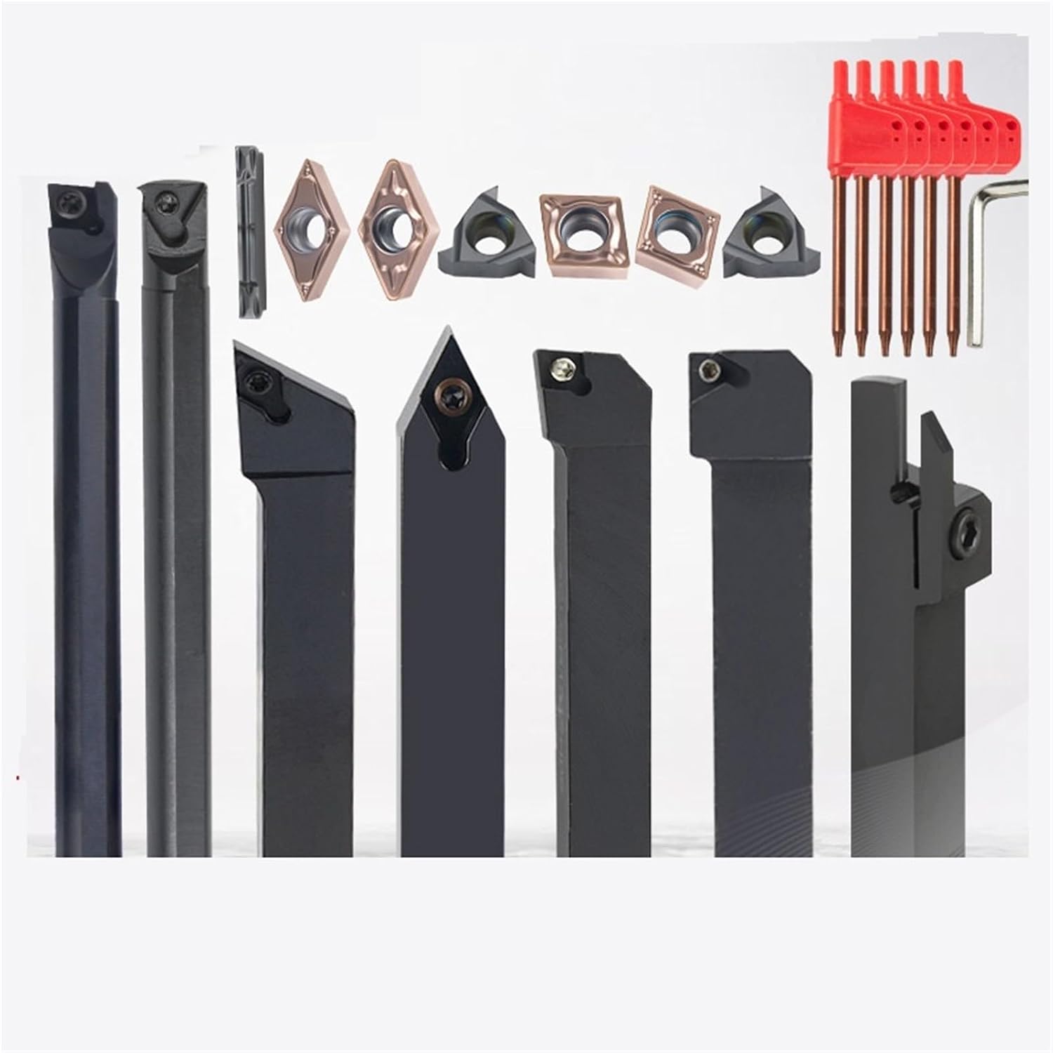10/12/16MM Turning Tool Sets MGEHR SDJCR SDNCN SCLCR SER SNR Lathe Boring Bar with 7PCS Carbide Insert CNC Cutting Holder(10MM Set 1 X2)