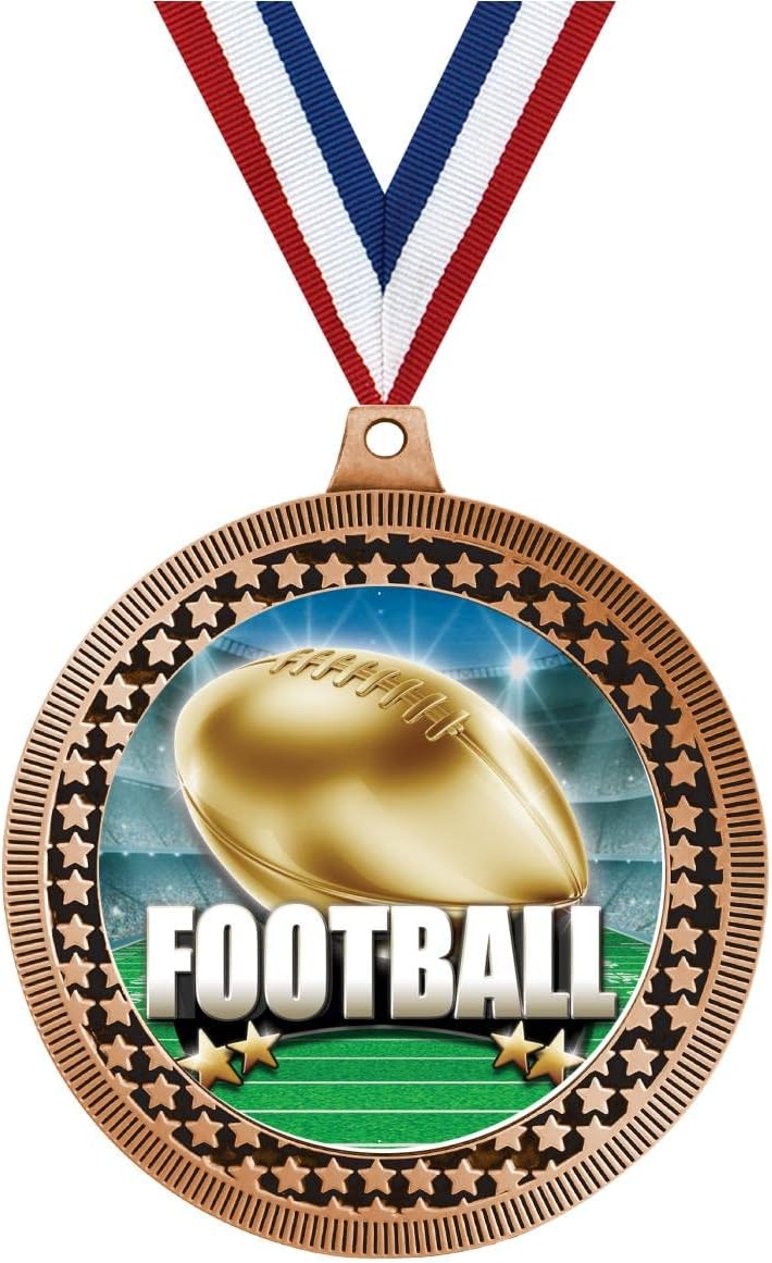 2.75' Football Titan Series Medal Award, Bronze Vega Football Titan Series Team Trophy Award Includes Free Neck Ribbon