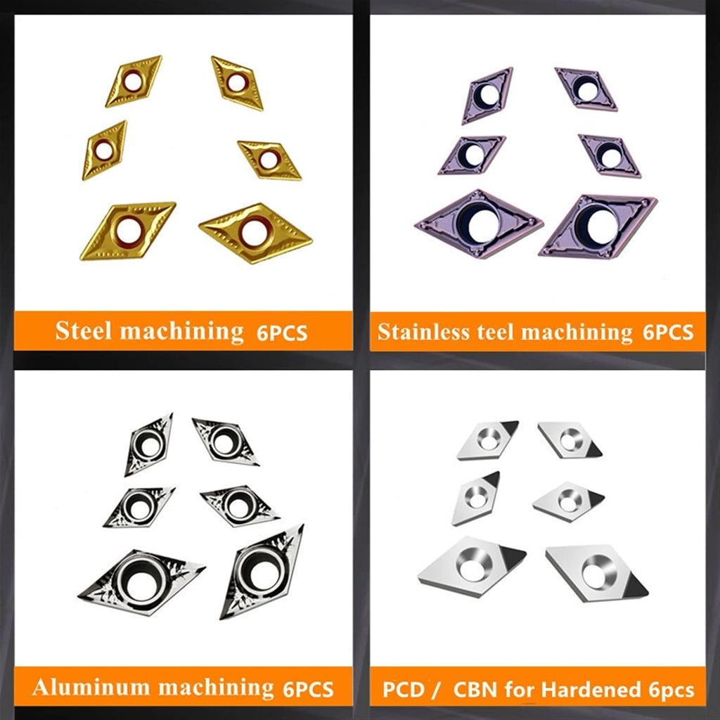 6 Sets Anti-vibration Boring Bar Set CNC Lathe Turning Tool H08 H10 H12 H14 H16 H20 With Inserts(CBN f Hardened Steel)