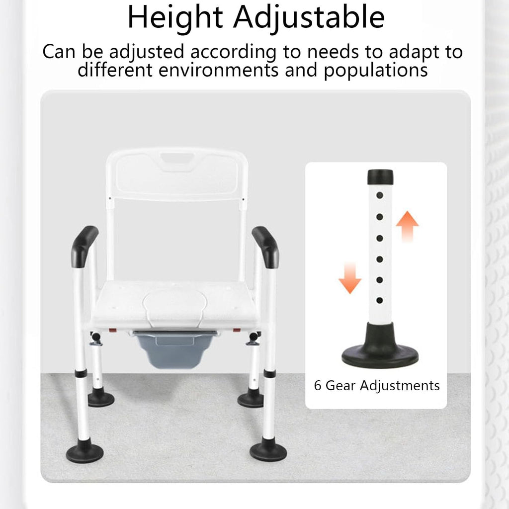 Elevated Handicap Toilet Seat Riser for Seniors, Raised Toilet Seat with Handles Up Tto 320 Lbs, Height Adjustable, Stand Alone Toilet Safety Frame, Fit Any Toilet, Easy to Clean