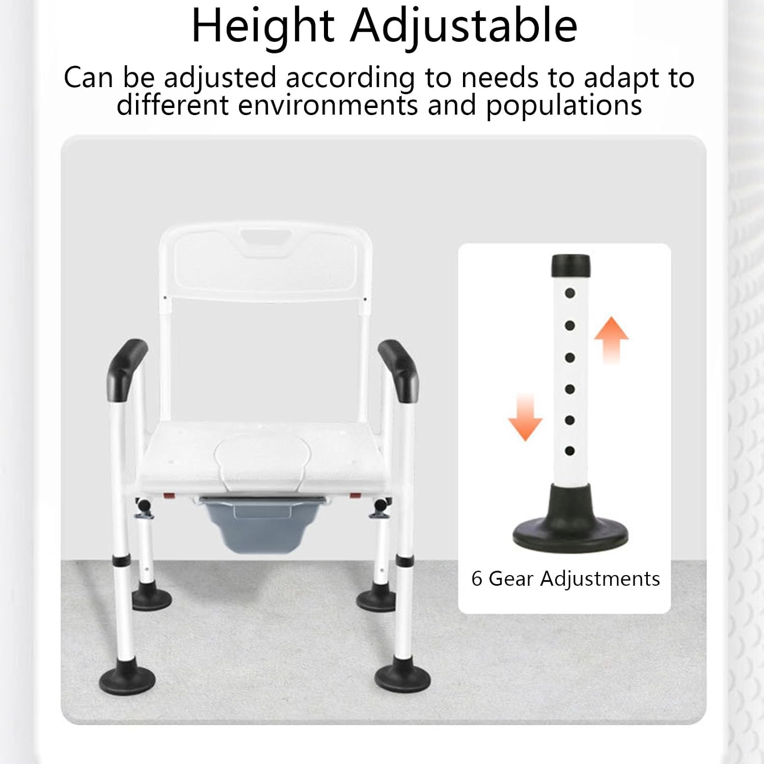 Elevated Handicap Toilet Seat Riser for Seniors, Raised Toilet Seat with Handles Up Tto 320 Lbs, Height Adjustable, Stand Alone Toilet Safety Frame, Fit Any Toilet, Easy to Clean