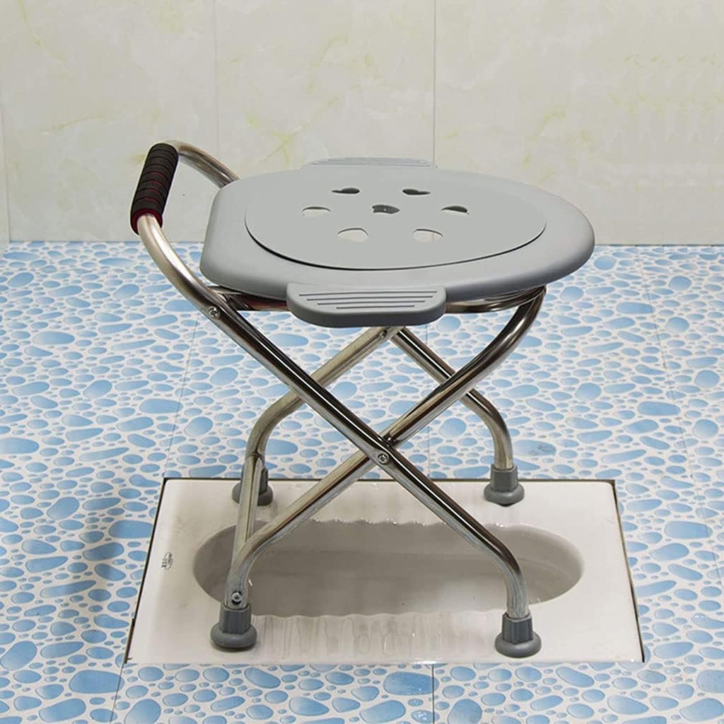 Portable Folding Commode Toilet Seat Lightweight Heavy Duty Stainless Steel Chair for Indoor & Outdoor Use Camping Toilet Solution (Color: A)