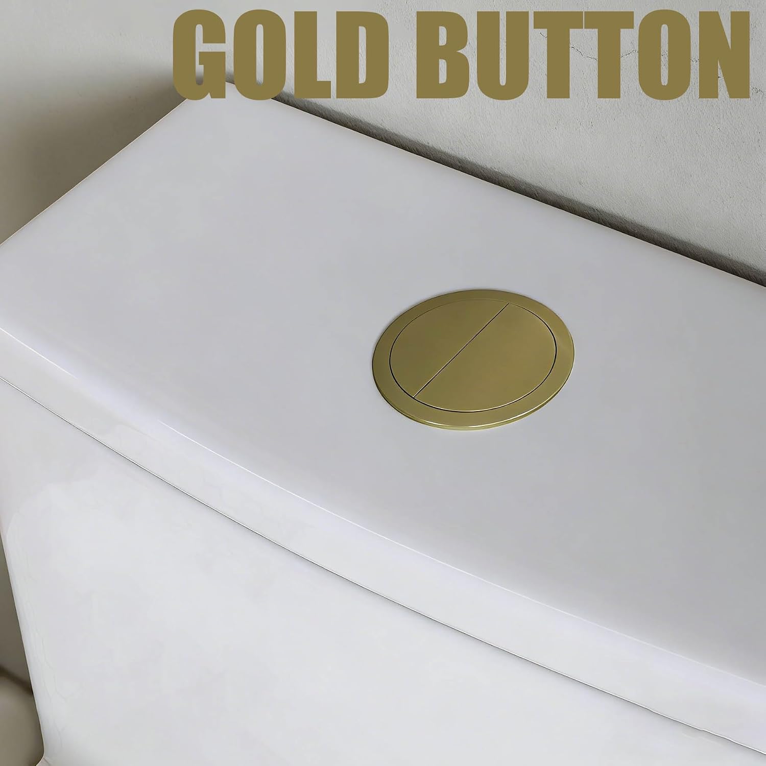 One Piece Sleek Modern Toilet, 17' ADA Comfort Chair Height Seat, Dual Flush 0.9/1.28 GPF, MAP 1000g, 12' Rough-In, Compact Fully Skirted Round Toilet for Bathrooms, Gold Button