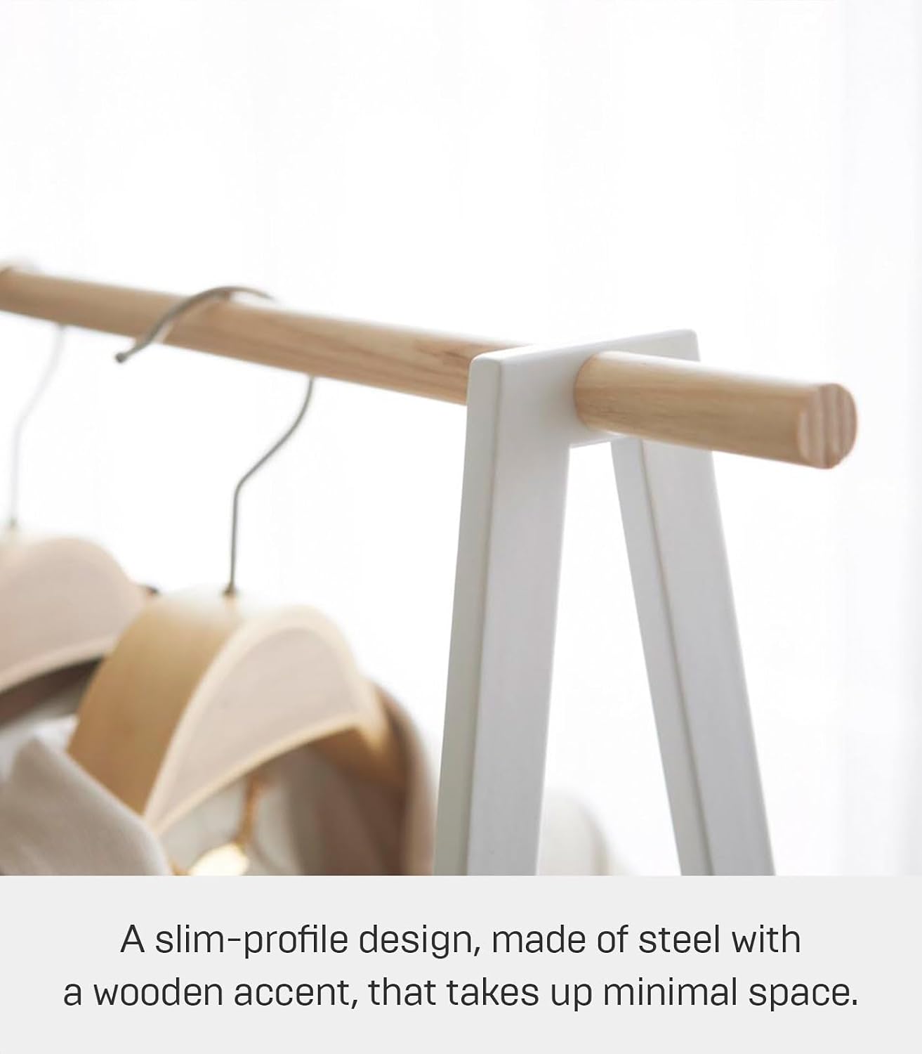 YAMAZAKI Home Freestanding Coat Hanger Clothes Rack with Shelf Steel One Size White