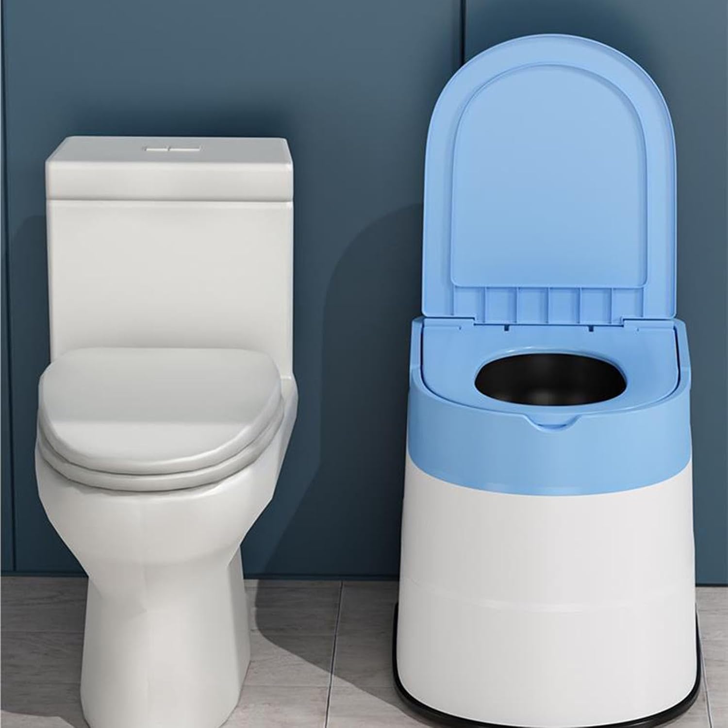 Raised Toilet Seat with Handles Up to 500 Lbs, Elevated Handicap Toilet Seat Riser for Seniors Waterproof, Non Slip, Stand Alone Toilet Safety Frame, Fit Any Toilet, Blue