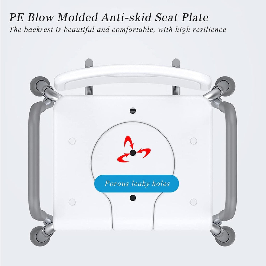 3 in 1 Shower Chair with Arms and Back, Adjustable ToiletFrame, Raised Toilet Seat, Heavy Duty Beside Commode Chair for Seniors, Disabled and Pregnant
