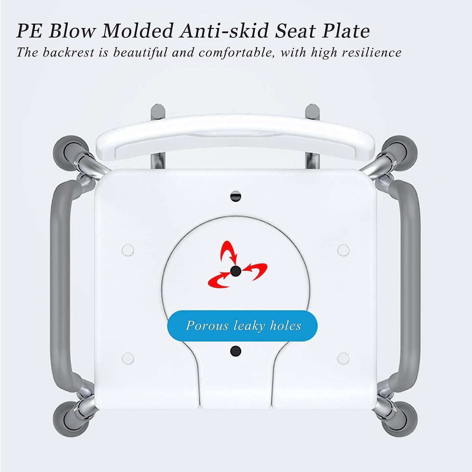 3 in 1 Shower Chair with Arms and Back, Adjustable ToiletFrame, Raised Toilet Seat, Heavy Duty Beside Commode Chair for Seniors, Disabled and Pregnant