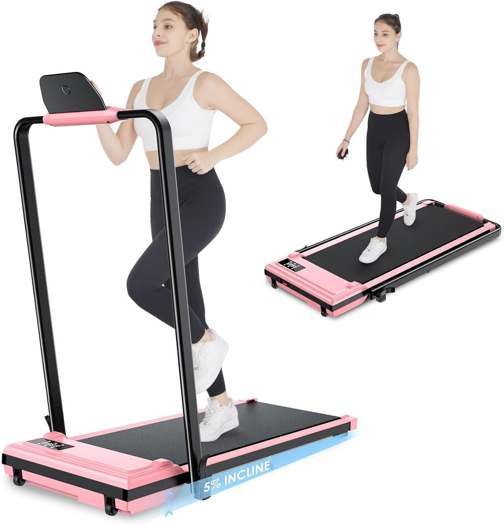 Walking Pad Treadmill with Handle Bar,7.5 MPH Under Desk Treadmill with Incline 300 lb Capacity,Folding Portable Walking Treadmill for Office Under Desk,Running Treadmill Foldable with 12 Programs