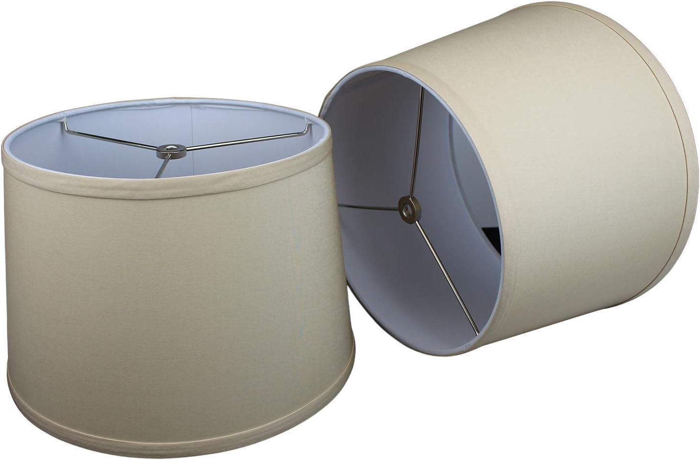 FenchelShades.com Set of 2 Lampshades 10' Top Diameter x 12' Bottom Diameter x 8' Slant Height with Washer (Spider) Attachment. Attaches to Lamps with an existing Harp (not included) (Linen Khaki)
