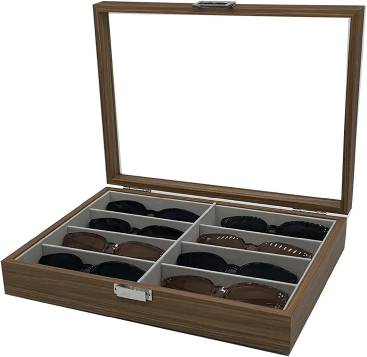 8 Slot Sunglasses Organizer Box Wooden Glasses Storage Case Eyewear Display For Multiple Glasses