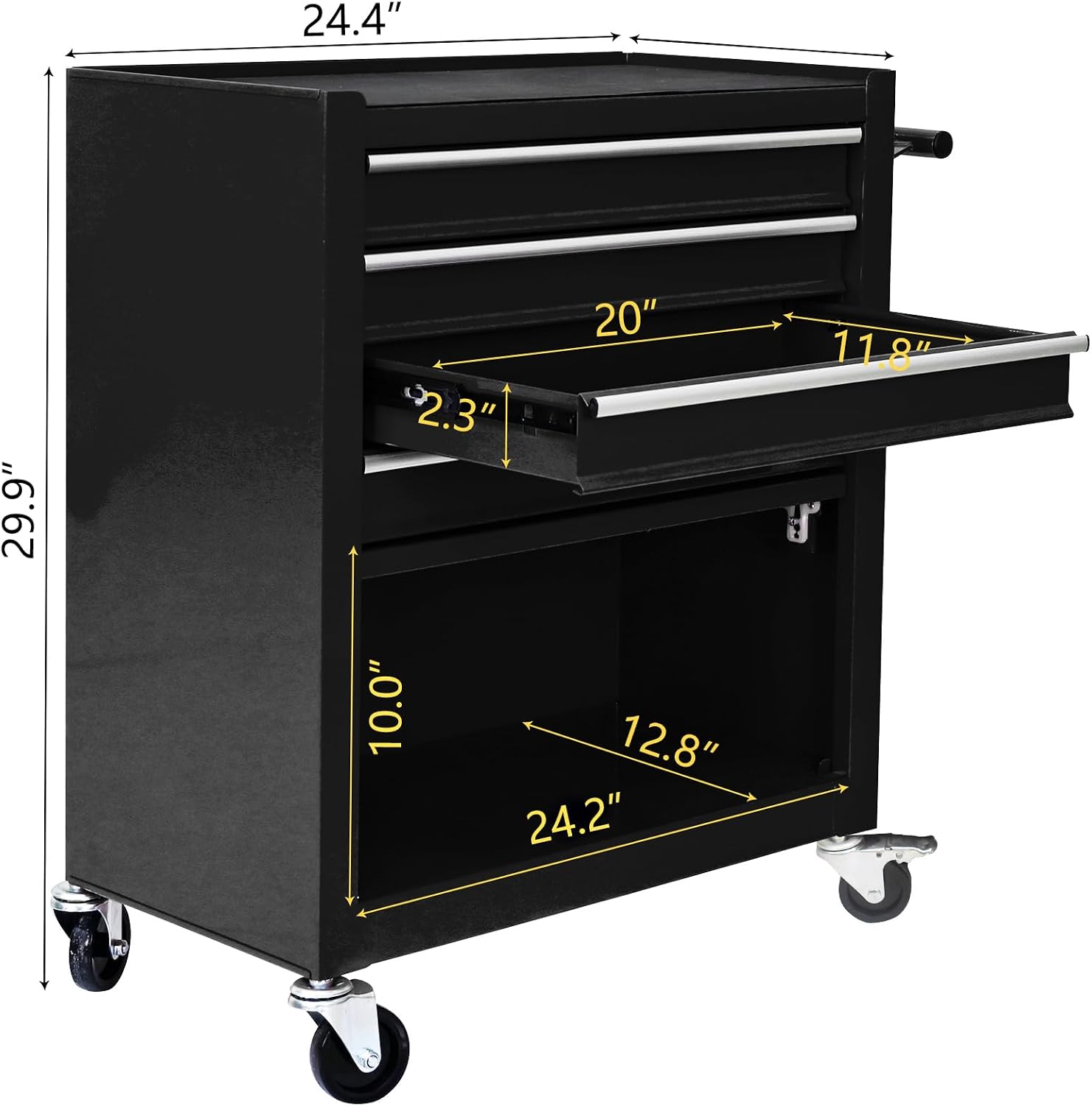 Tool Box Set, 439-Piece Mechanic's Tool Kit, 4-Drawer High Capacity Tool Chest, Lockable Storage Organizer with Sliding Drawers for Home & Garage Repair (Black+238PCS)
