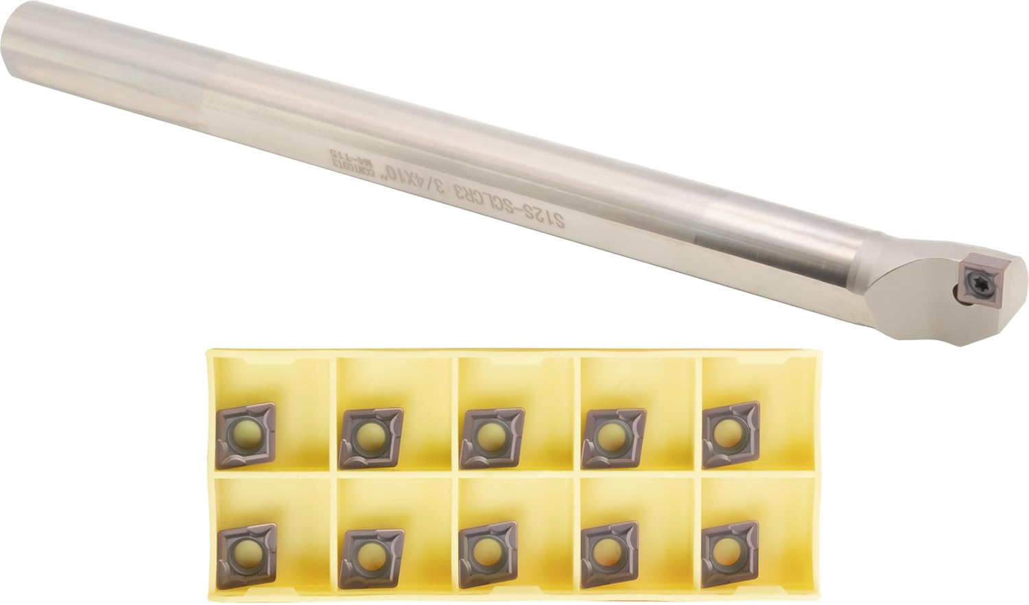 CME Indexable Insert Boring Bar Set, 3/4' Shank Diameter, 10' Overall Length, Including 10 pcs CCMT32.51 Carbide Inserts