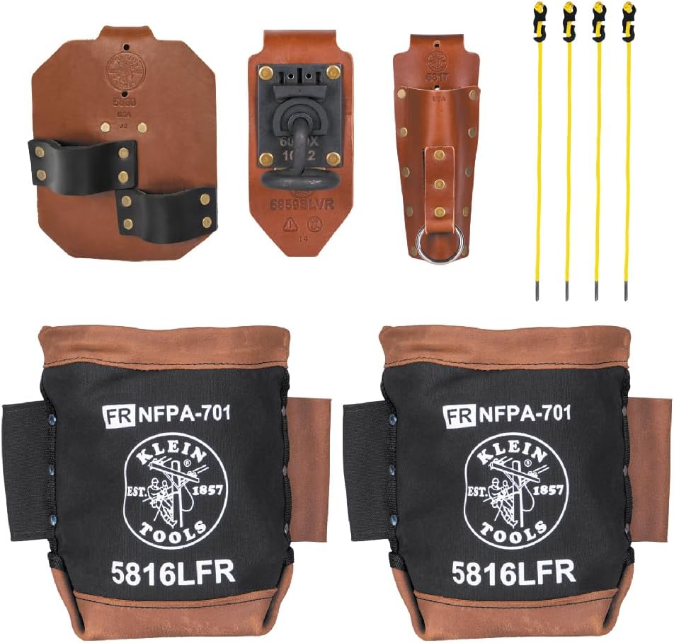 Klein Tools 5800HRN Tool Holder Set for Iron Worker Tools, Spud Wrench, Connecting Bar, Bull Pin Holders, (4) Tension Straps, (2) Bolt Bags