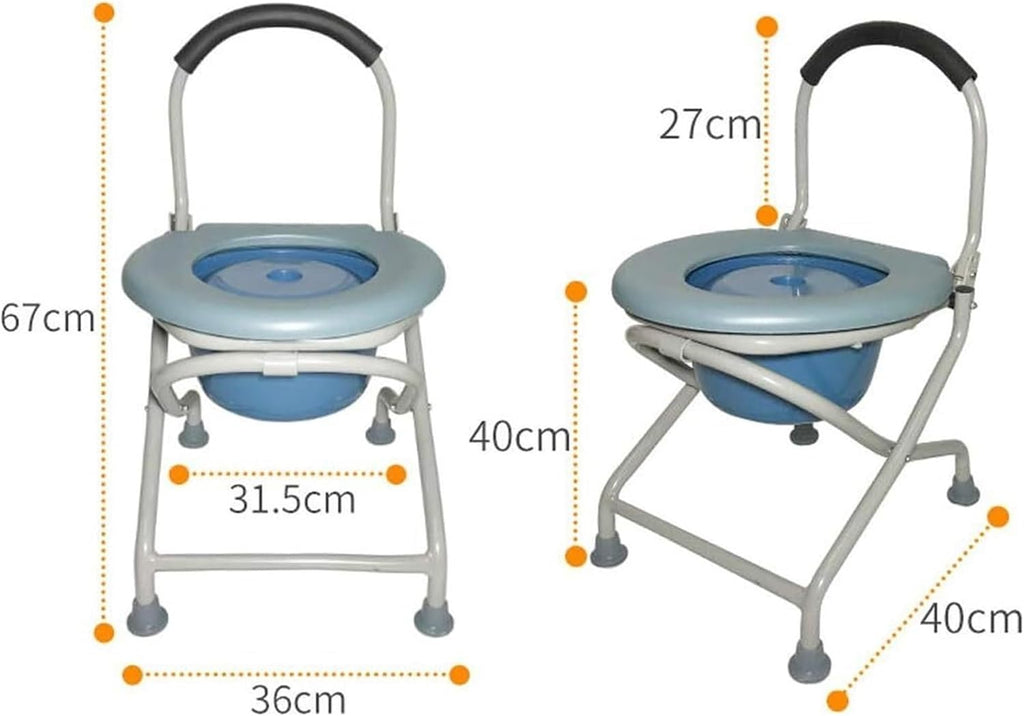 Toilet Chair Lightweight Shower Chair Bariatric Toilet Seat Folding Potty Chair with Bucket/Lid Safety Steel Frame Bathroom Support Bathroom Safety
