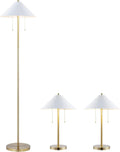 SAFAVIEH Lighting Collection Prisma Contemporary Gold/White Pull-Chain Floor & Table Lamp Set of 3 (LED Bulbs Included)