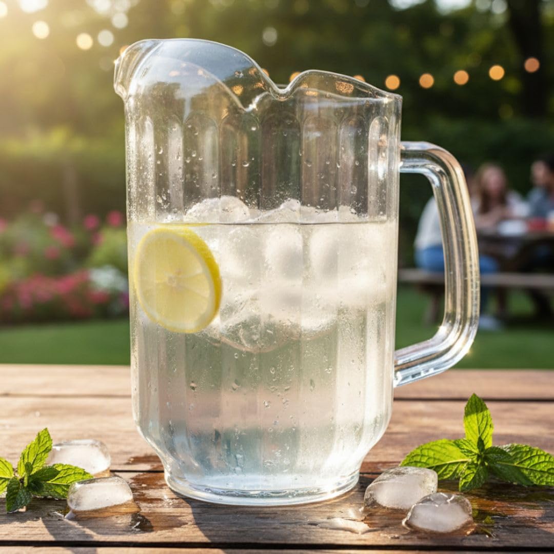 Soro Essentials- 60 oz. Restaurant Water Pitcher with 3 Spouts Clear Color Polycarbonate Set of 12- Beverage Serveware Water Carafe Clear Pitcher Water Jug for Home Restaurants Catering Kitchens