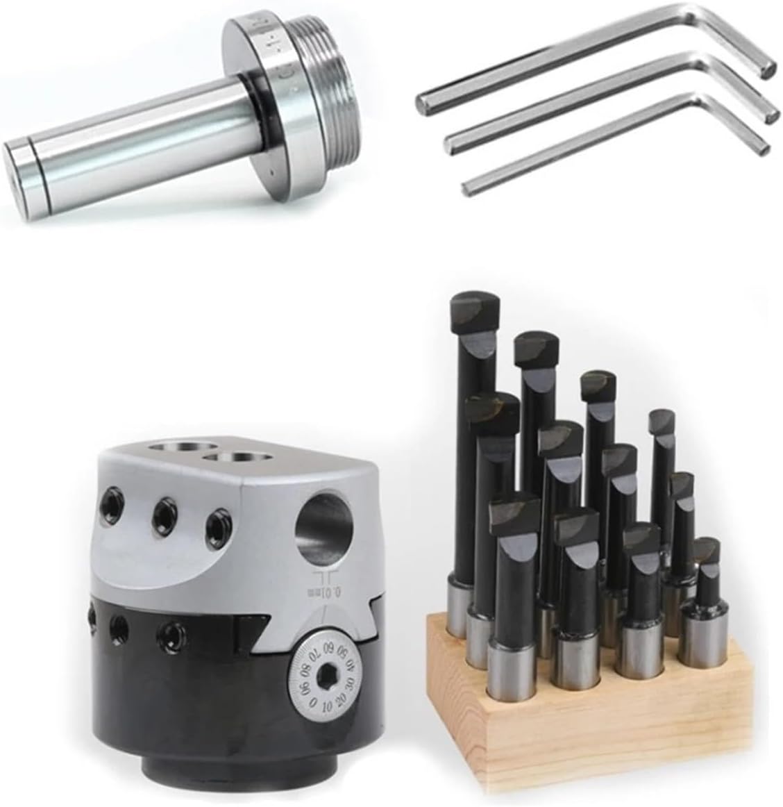 F1 2/3/4 inch 50/75/100mm F1 Type Boring Head 12/18/25mm Lathe Boring Bar Milling Handle for Milling Machine Tools + Hex Wrenche(25mm-6PCS)