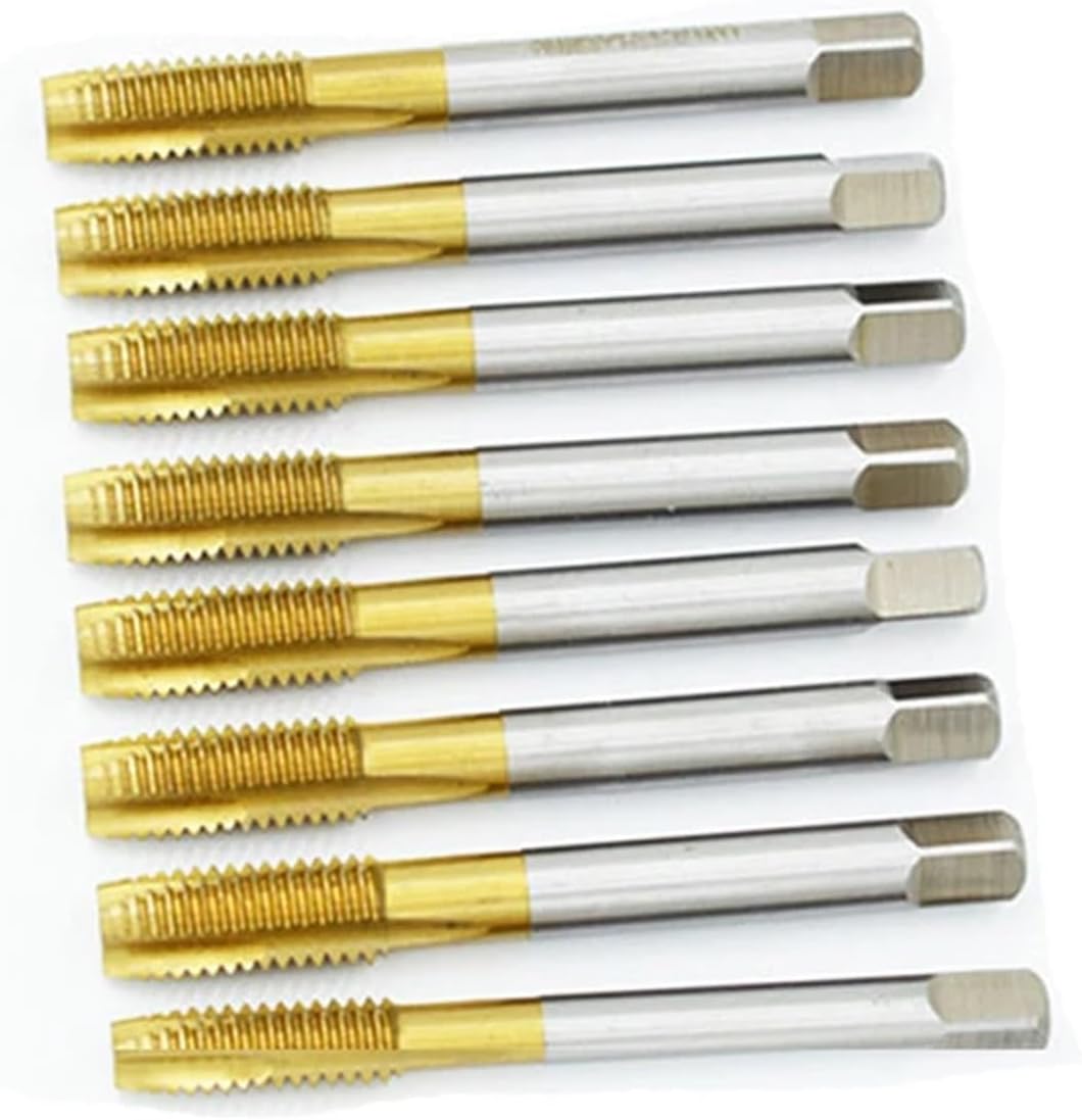 Titanium Coated High Speed Steel Spiral Point Plug Thread Screw Tap Tool Set Forward Chip Ejection Round Shank Taps and Dies(Titanium Coated,5 pcs,M30 X 3.5)