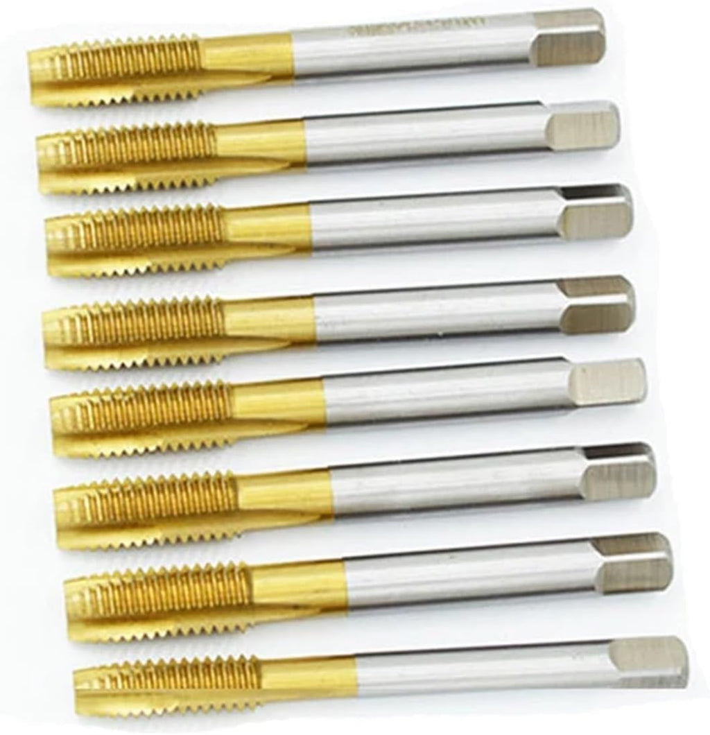 Titanium Coated High Speed Steel Spiral Point Plug Thread Screw Tap Tool Set Forward Chip Ejection Round Shank Taps and Dies(Titanium Coated,3 pcs,M30 X 3.5)