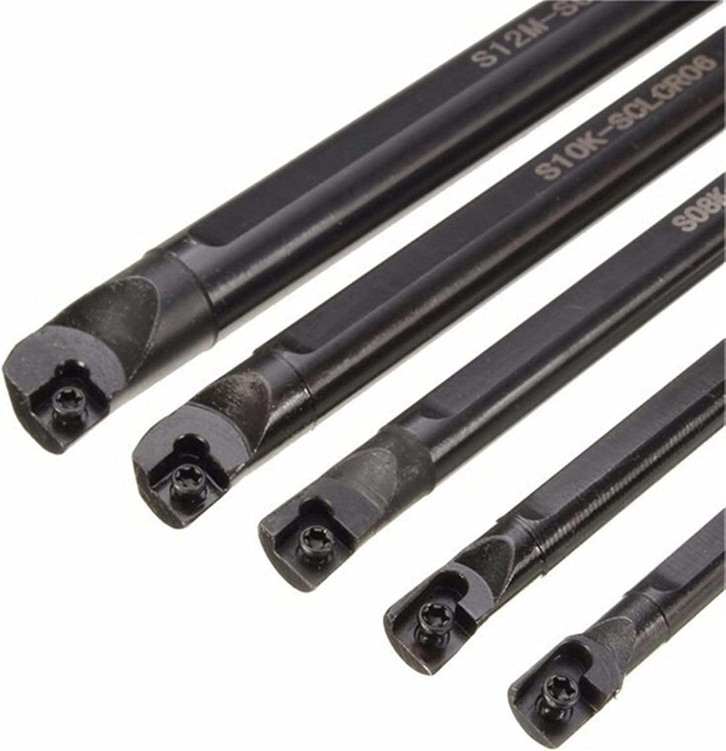 YFCDZVBH 5pcs Lathe Boring Bar Tunring Tool Set, Steel SCLCR 6/7/8/10/12mm 45HRC with 5pcs 80 Degree CCMT0602 Insert