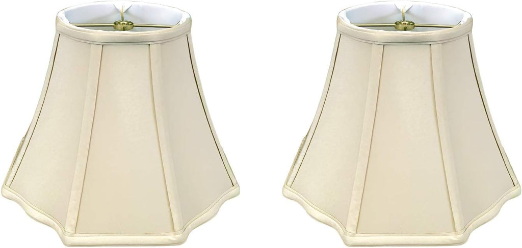 Royal Designs, Inc. Flare Bottom Outside Corner Scallop Lamp Shade, BS-701-16BG-2, Beige, 9 x 16 x 12, Set of 2