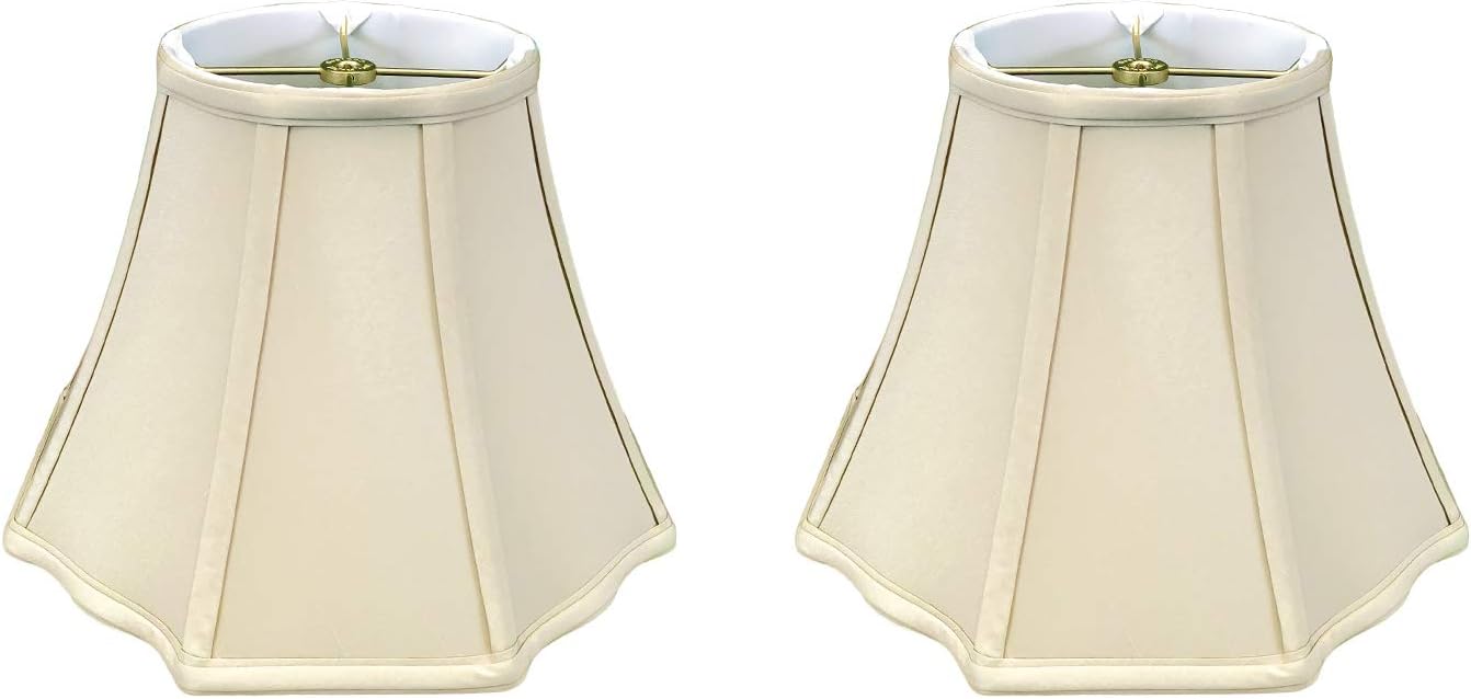 Royal Designs, Inc. Flare Bottom Outside Corner Scallop Lamp Shade, BS-701-18BG-2, Beige, 10 x 18 x 13, Set of 2