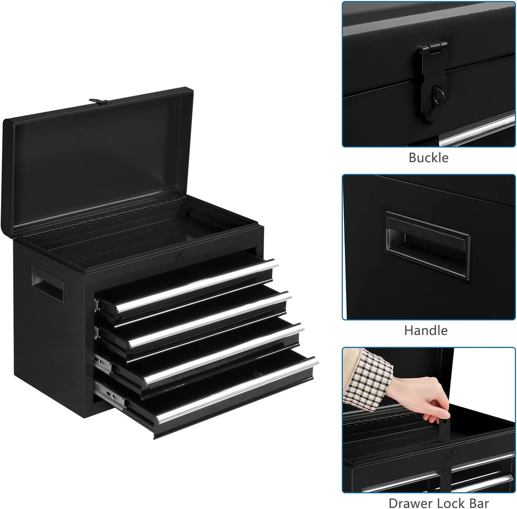TUFFIOM 5-Drawer Rolling Tool Chest, Tool Storage Cabinet w/Drawers, Lockable Wheels, Detachable Top & Adjustable Shelf, Mechanic Tool Organizer Box for Garage, Workshop, Warehouse & Repair Shop
