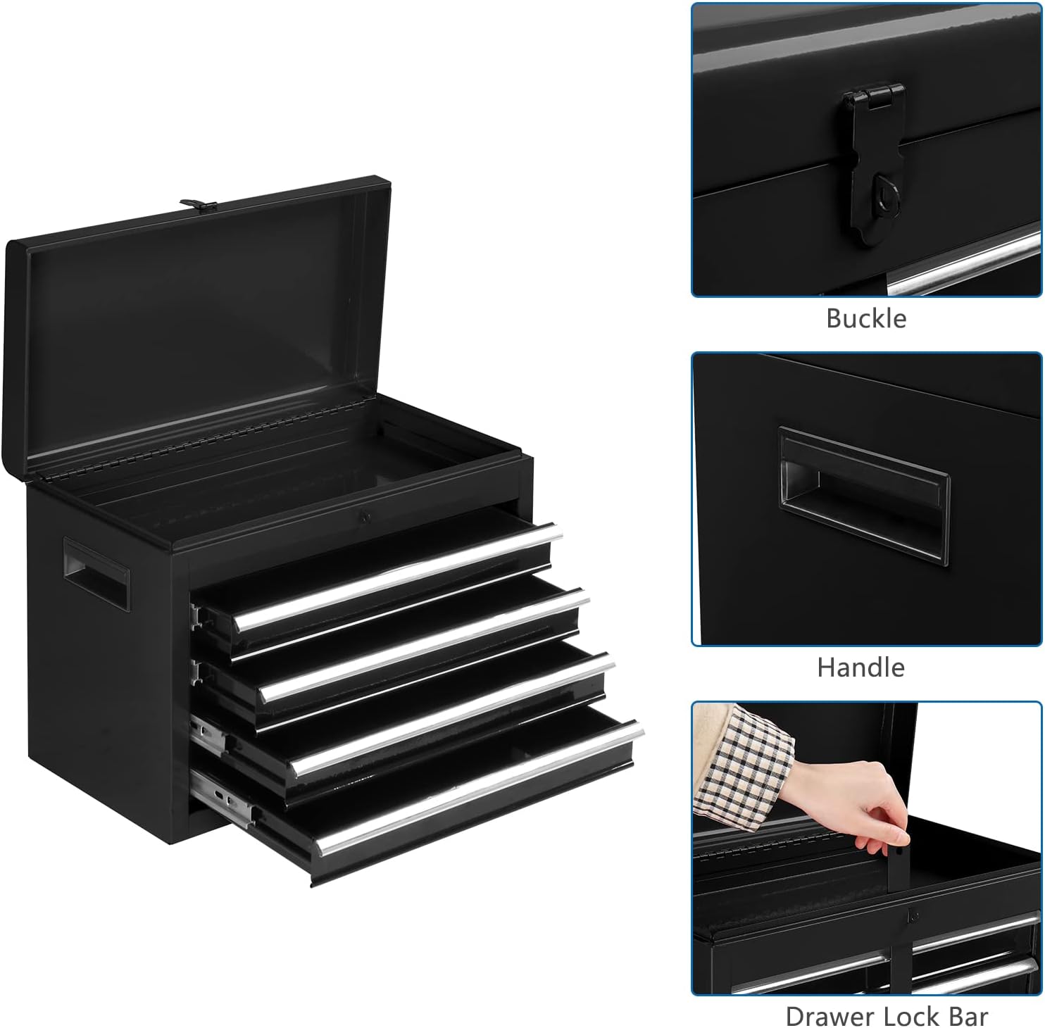 TUFFIOM 5-Drawer Rolling Tool Chest, Tool Storage Cabinet w/Drawers, Lockable Wheels, Detachable Top & Adjustable Shelf, Mechanic Tool Organizer Box for Garage, Workshop, Warehouse & Repair Shop