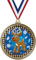 Crown Awards 2.75' Reindeer with Snowflakes Medal Award, Gold Vega Reindeer with Snowflakes Team Trophy Award Includes Free Neck Ribbon Prime