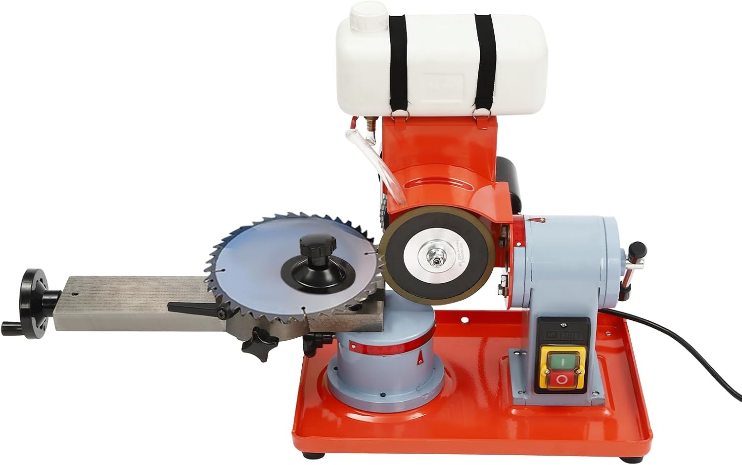 Circular Saw Blade Sharpener, 370W Water Injection Rotary Angle Mill Grinder, Electric Angle Mill Grinding Machine with Water Tank, 5-inch Grinding Wheel for Carbide Tipped Saw Blades