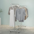 Modern Simple Heavy Duty Metal Rolling Garment Rack with Wheel, Boutique Display Clothing Rack Gold Floor Standing Display Rack, Double Bar Hanger Retail Display(C with Ers 60 * 155 * 50cm)