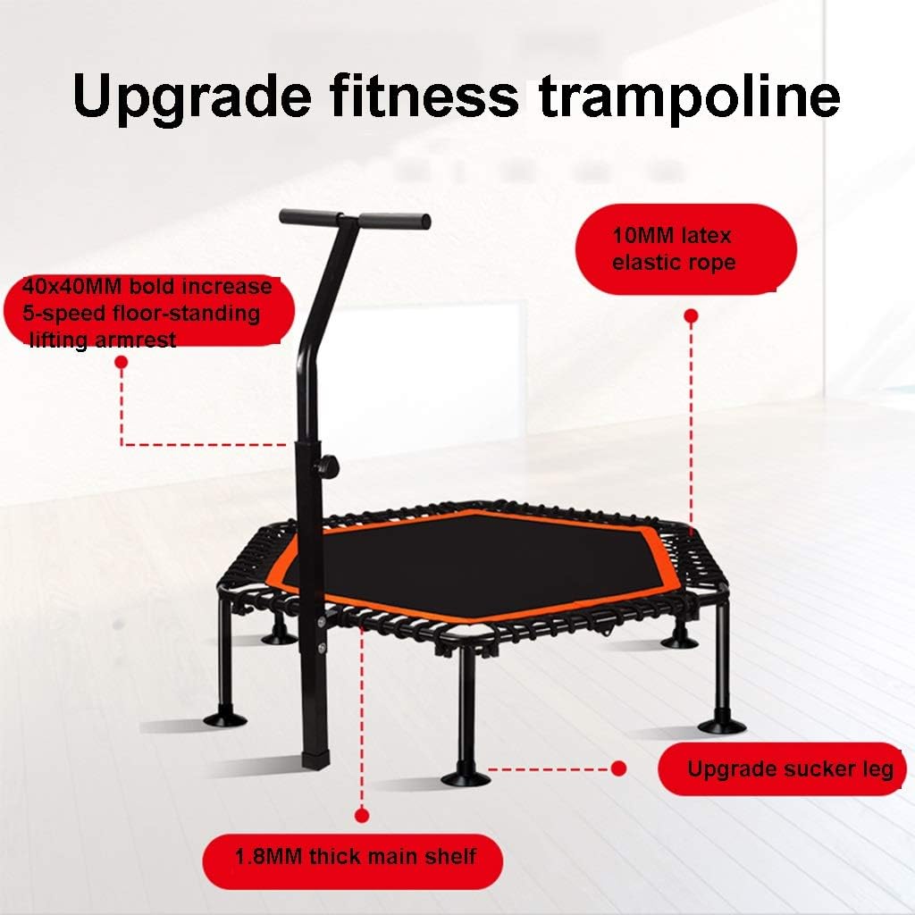 Indoor Trampoline for Kids Built-in Metal Sheet,Trampoline for Adults,Silent Elastic Rope,Trampoline 5-Speed Floor-Standing Lifting Armrest,The Best Fitness Gift (Color : B-Green, Size : 45inc)