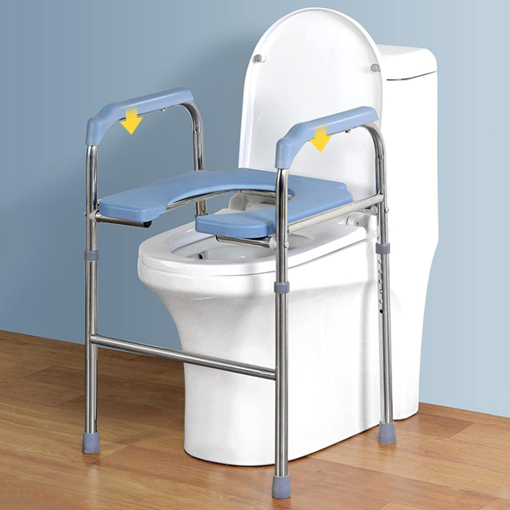 Raised Toilet Seat - Heavy Duty Medical Raised Homecare Commode and Safety Frame, Height Adjustable Legs, Bathroom Assist Frame for Elderly, Handicap, Disabled