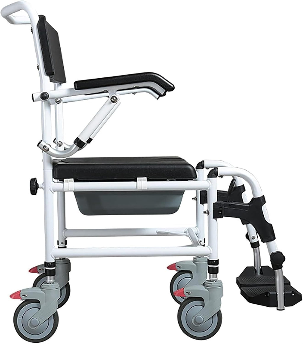 Bedside Commode,Toilet Seat with Handles Elderly Toilet Chair with Wheel splashproof Potty can take a Bath with Brake Foldable Mobile Toilet for Any