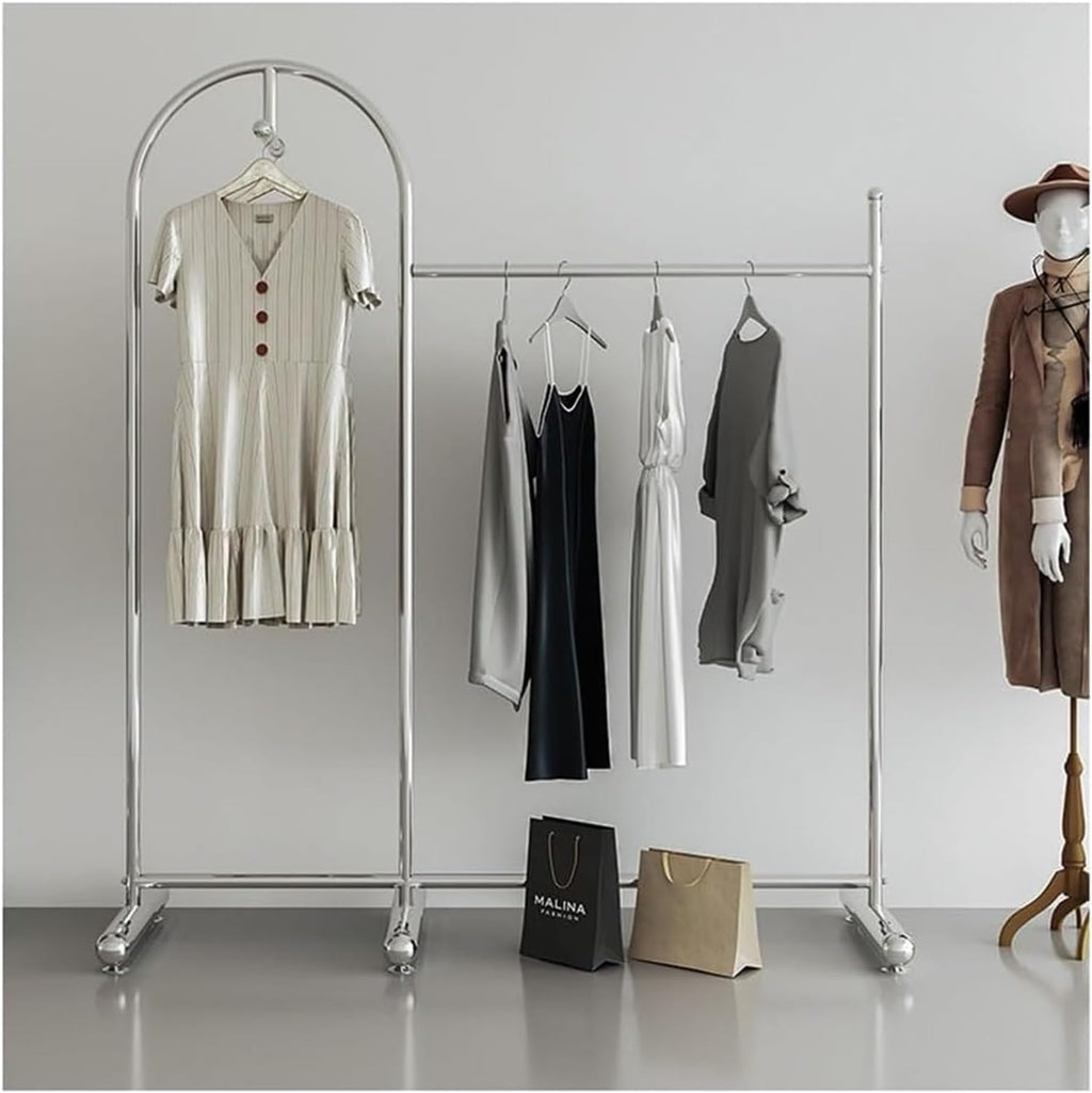 Clothes Rail Garment Rack Commercial Heavy Duty Garment Rack, Stainless Steel Clothing Rack Free Standing Coat Rack for Bedroom Clothes Drying Rack for Hanging Clothes, Silver-110x40x170cm