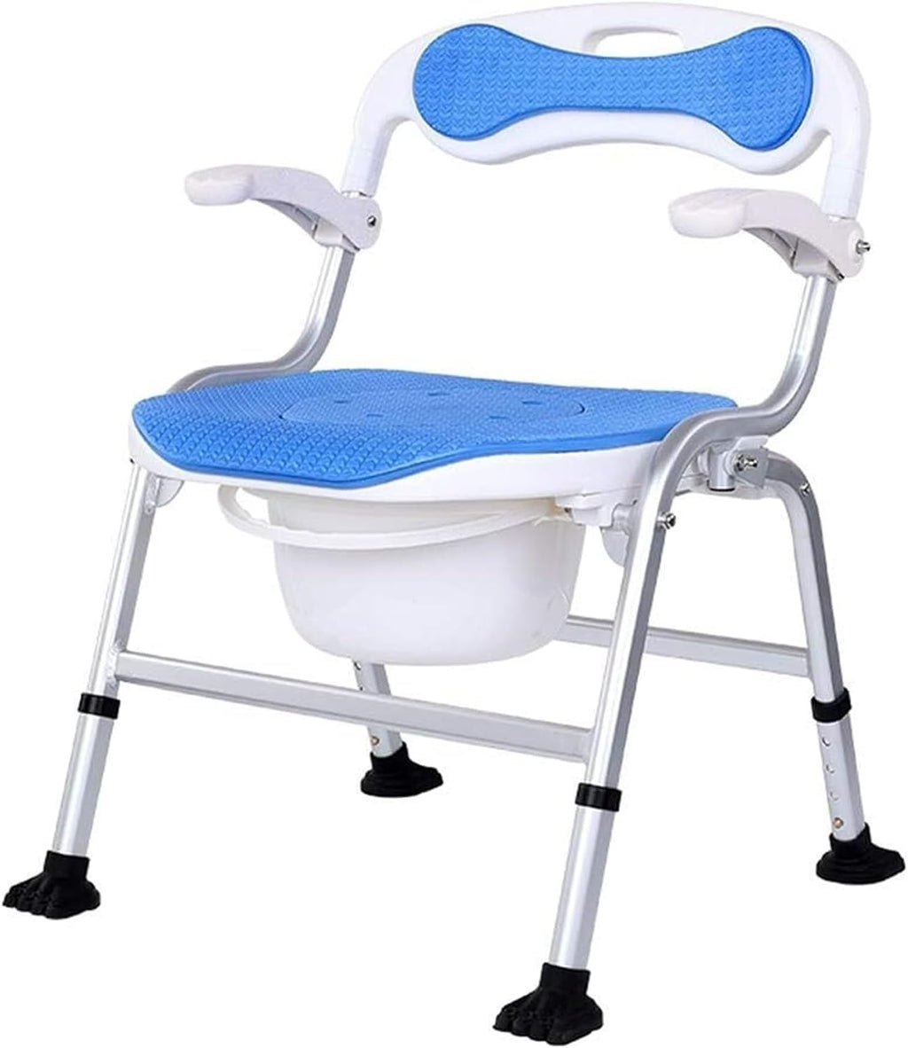 Toilet Chair Comfortable Potty Chair Bedside Elderly Toilet Seat Safety Frame with Non-Slip Leg Pad Handles and Bucket Height Adjustable Bathroom Safety