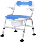 Toilet Chair Comfortable Potty Chair Bedside Elderly Toilet Seat Safety Frame with Non-Slip Leg Pad Handles and Bucket Height Adjustable Bathroom Safety
