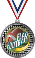 2.75' Flag Football Medal Award, Silver Vega Flag Football Team Trophy Award Includes Free Neck Ribbon