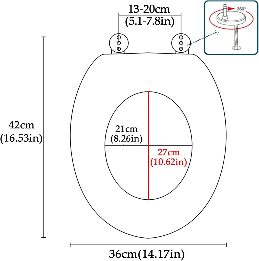 Glitter Toilet Seat Oval 36 * 42cm, Resin Toilet Seat with Quietly Close and Quick Release Hinges, Top Fixing Easy to Install(Silver Leaf)