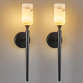 LMQNINE Natural Alabaster Wall Sconce Modern Black Wall Sconces Set of Two Bathroom Sconce Wall Decor Antique Marble Sconces Wall Lighting for Bedroom Living Room Entryway Hallway Staircase