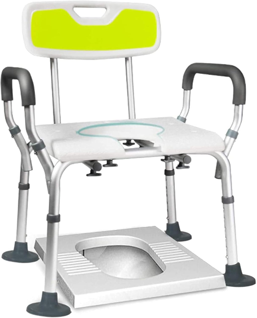 Shower Chair,U-Shaped,Elderly,Heavy Duty,Height Adjustable Commode Seat,for Seniors Disabled Shower Auxiliary,with Arms and Back Bathroom Chair Toilet Seat Elevators Non-Slip (White a)